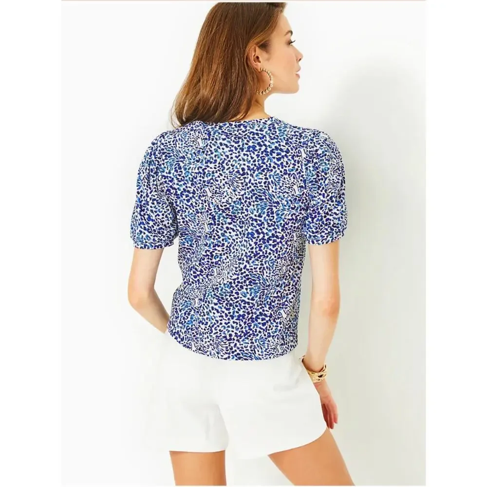 LILLY PULTIZER Blue Pima Cotton Rhett Knit Top Tee // S